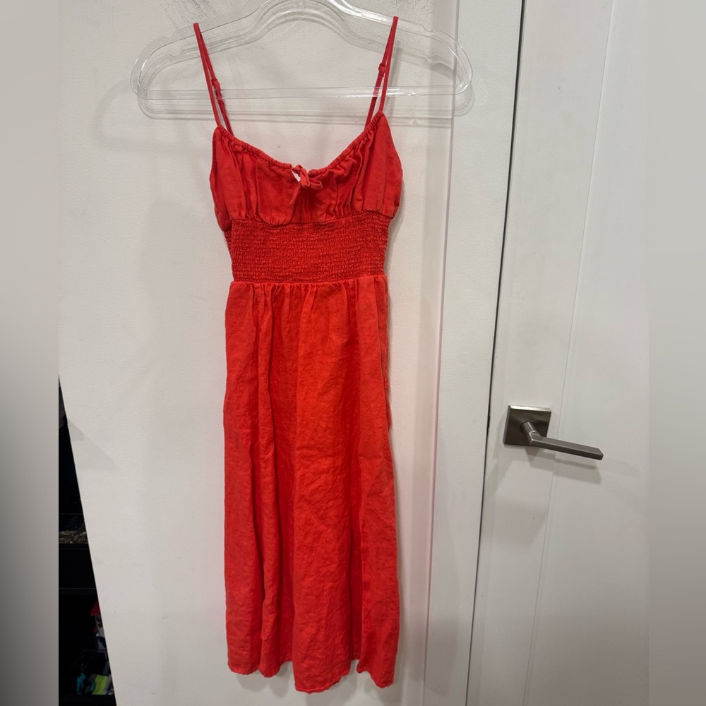 Aritzia Vibrant Red Smocked Dress